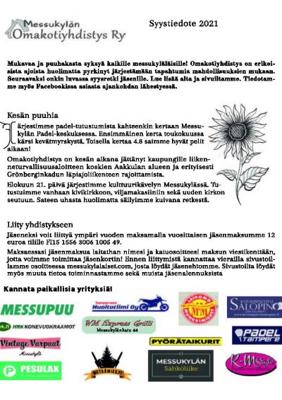 Syystiedote 2021